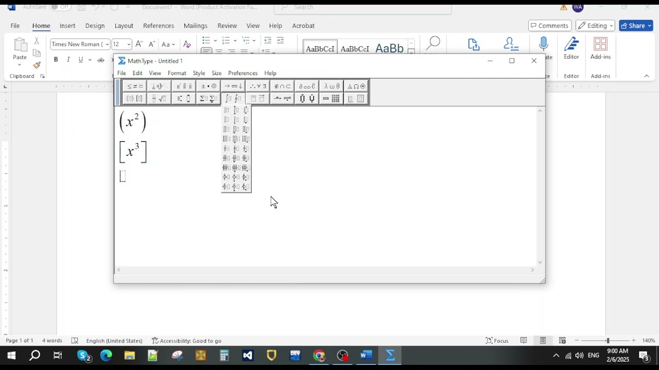 How to type math in mathtype or MS Word Fall2024-25