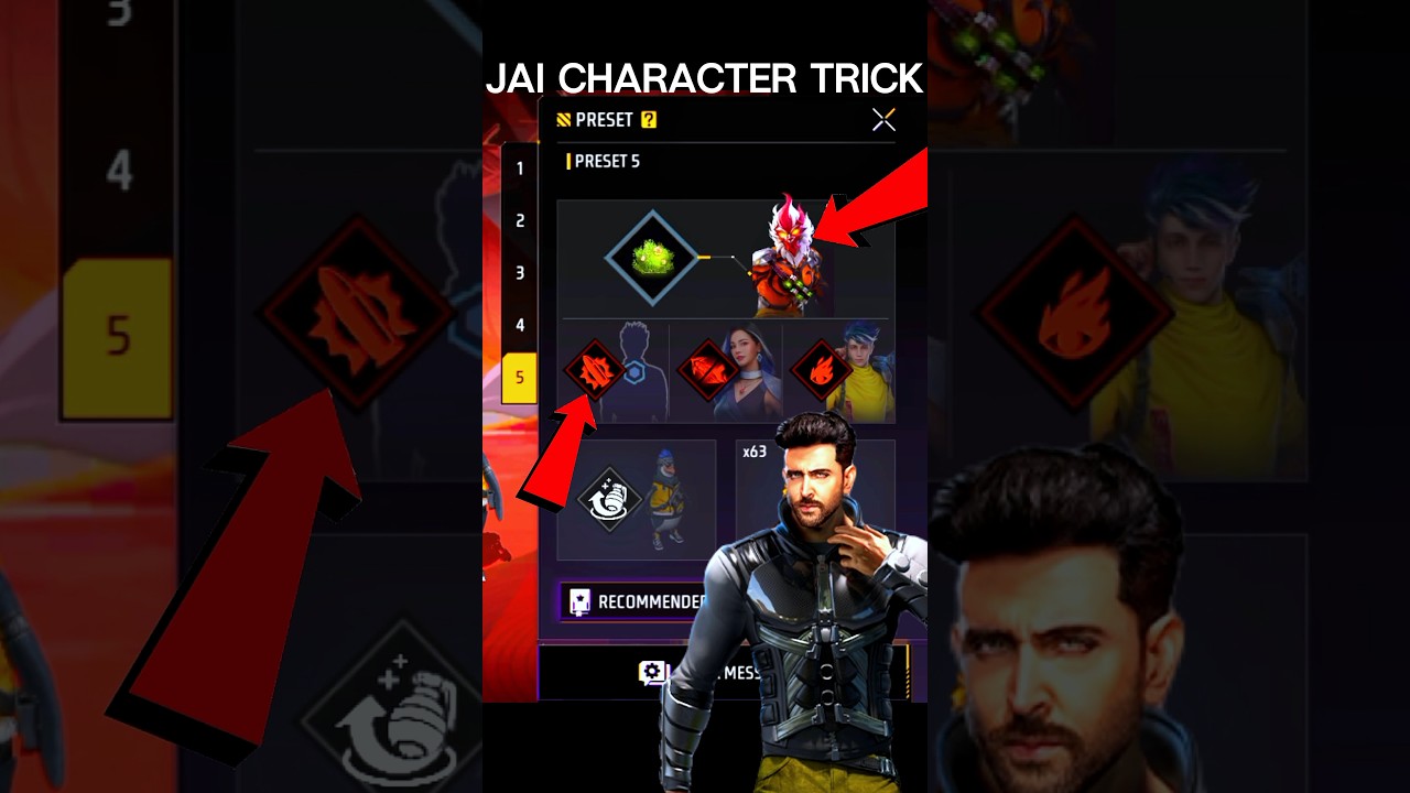 Jai Character Best Use 😱 Best Character Combination For Free Fire #shorts #gaming