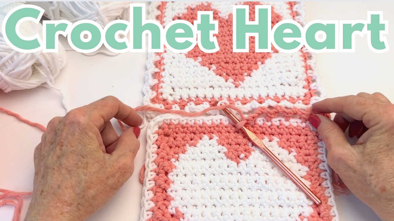 Crochet HEART SQUARE Left Handed