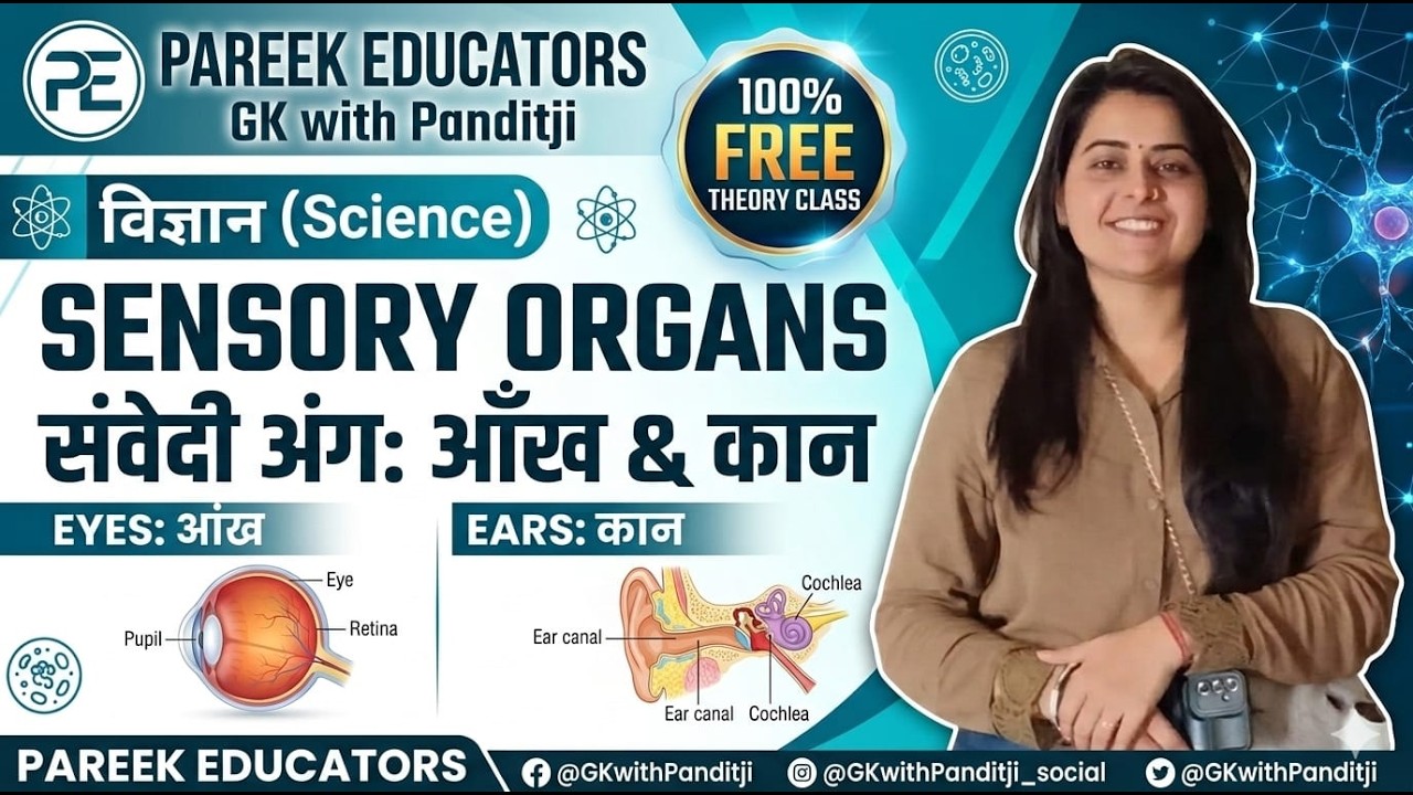 Human Eye & Ear Complete Theory | संवेदन अंग | HSSC CET Group D Science | Manisha Sharma