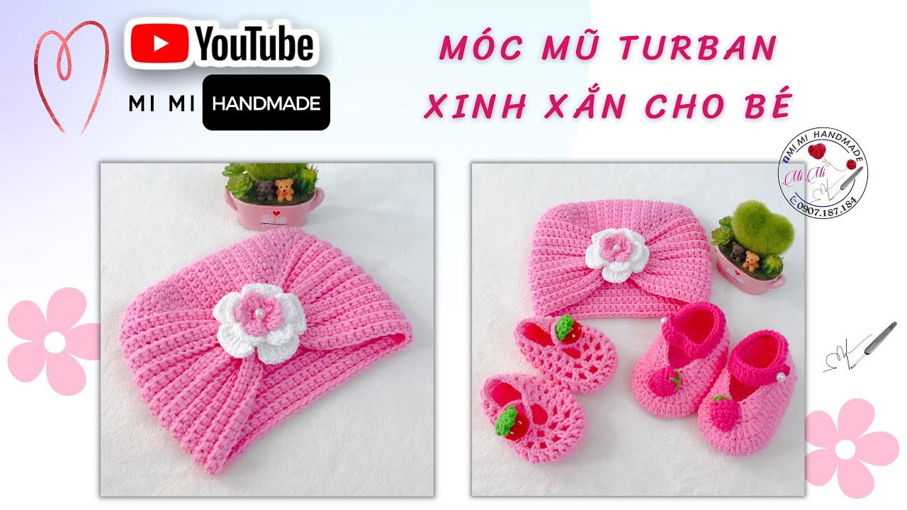 Móc Mũ Turban Gân Nổi Xinh Xắn Cho Bé 👶 | Cute Baby Turban Hat | Mimi Handmade