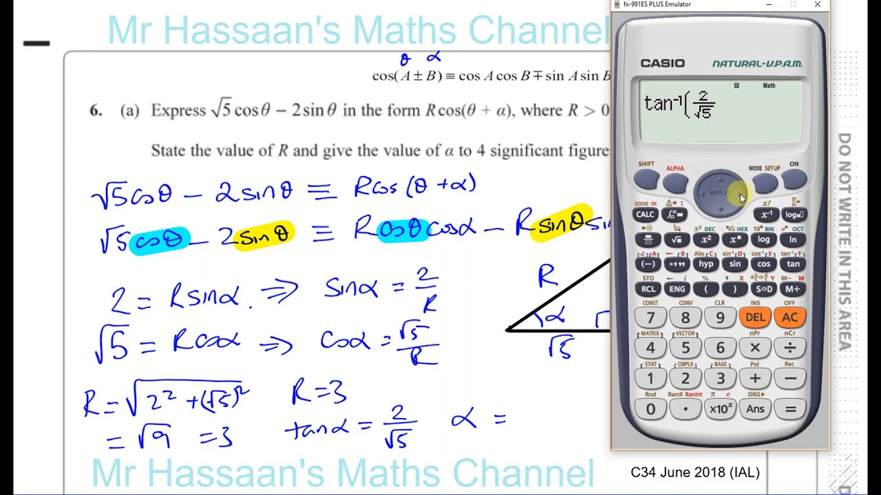 EDEXCEL C34 JUNE 2018 IAL Q6a,b  Trig Identities & Equations