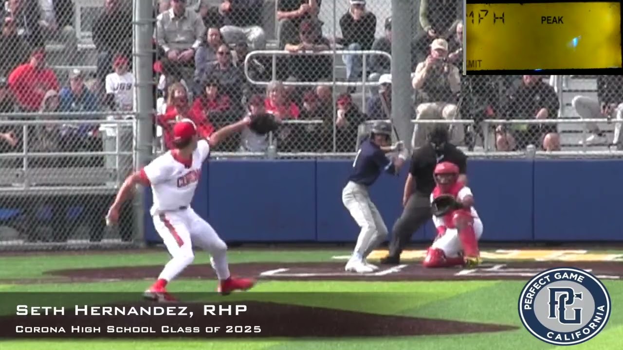 Seth Hernandez Prospect Video, RHP, Corona High School Clas of 2025, Full Outing vs Summit, CF Cam