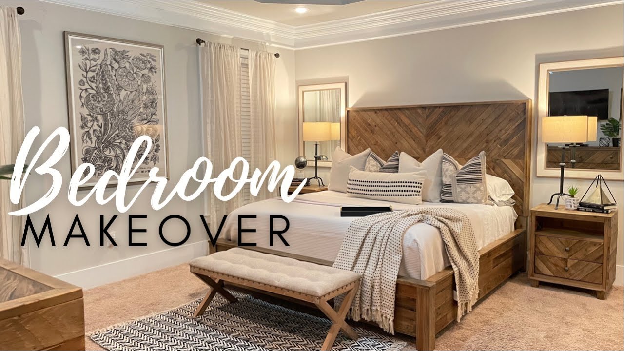 MODERN FARMHOUSE MASTER BEDROOM MAKEOVER |DECORATE WITH ME| BEFORE AND AFTER
