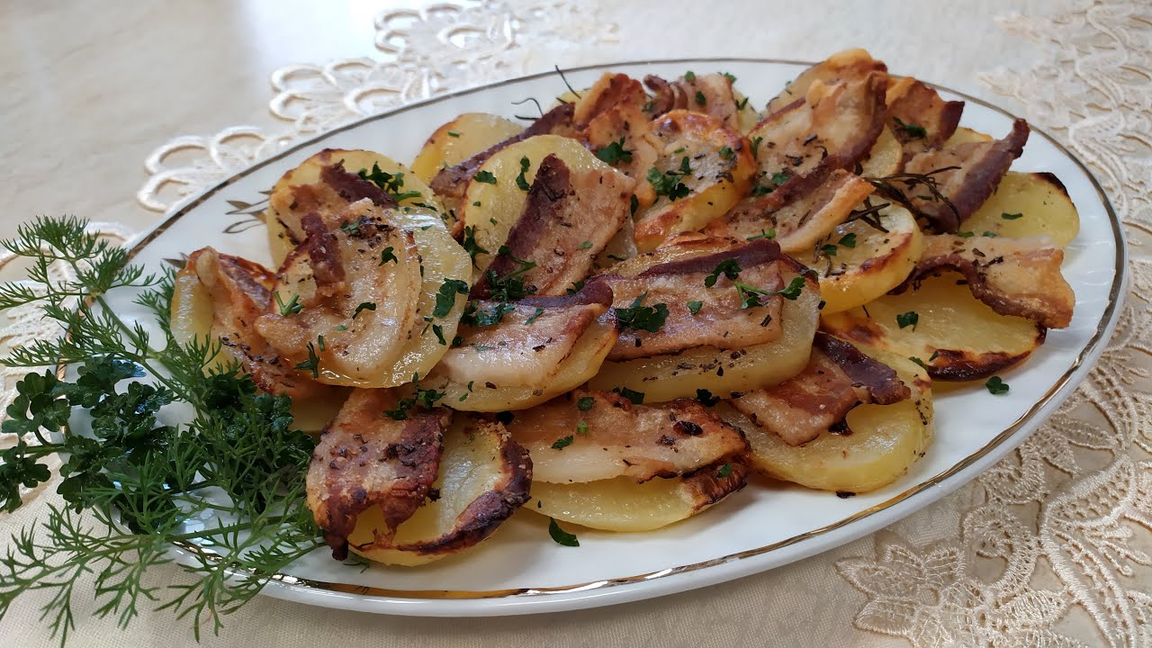 Patate al forno con pancetta