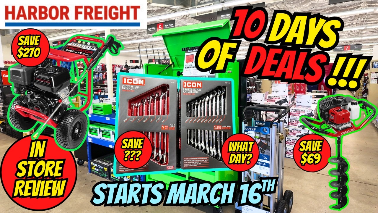 Акция Harbor Freight «10 дней выгодных предложений» начинается 16 марта — не пропустите эти цены!...