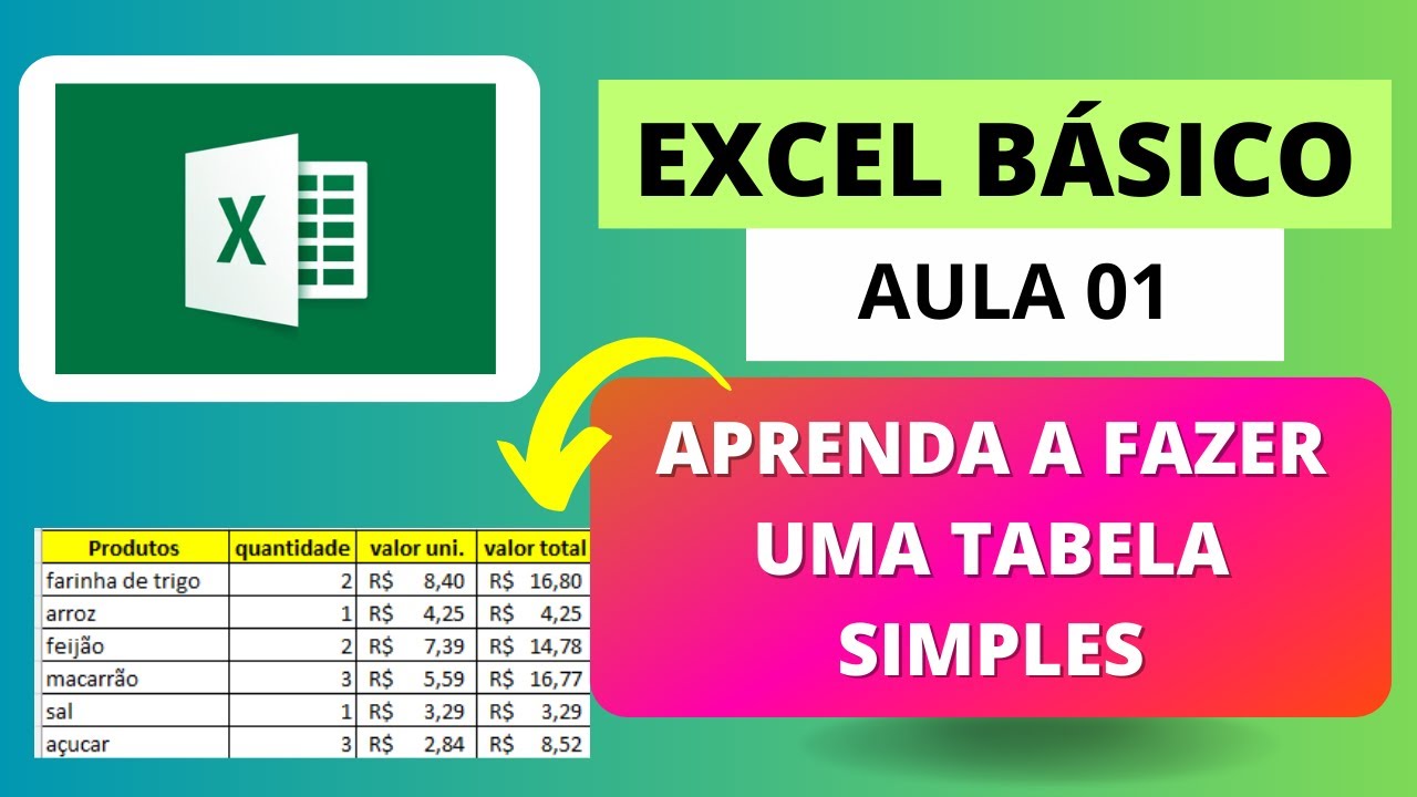EXCEL DO ZERO - AULA 01- COMO CRIAR UMA TABELA SIMPLES