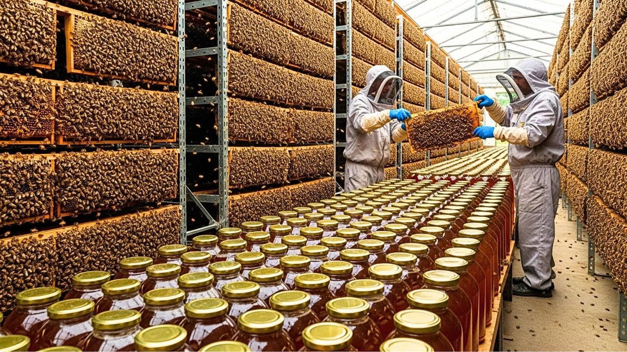 How Millions of Bees Make Honey in America | Inside Mega Bee Farms & Factory Processing