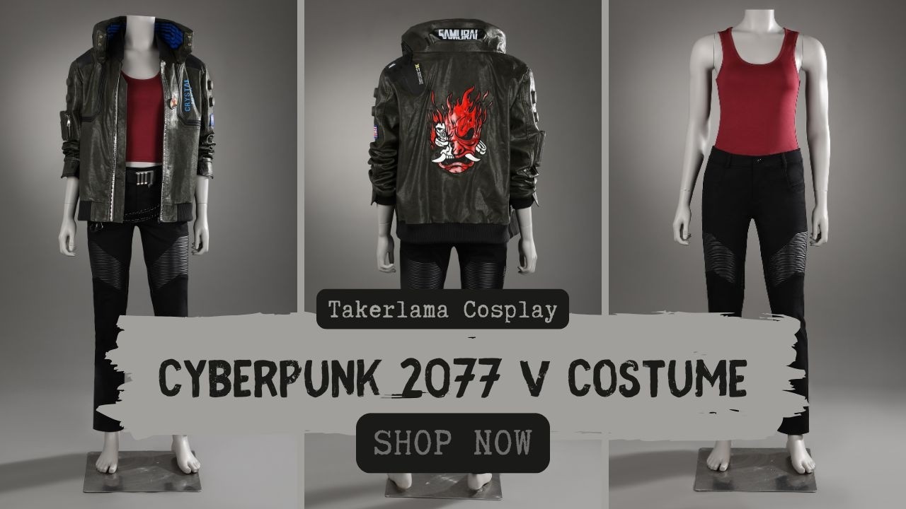 Cyberpunk 2077 V Female Cosplay Costume Game Jacket Halloween Party Outfit #Takerlama #cyberpunk2077