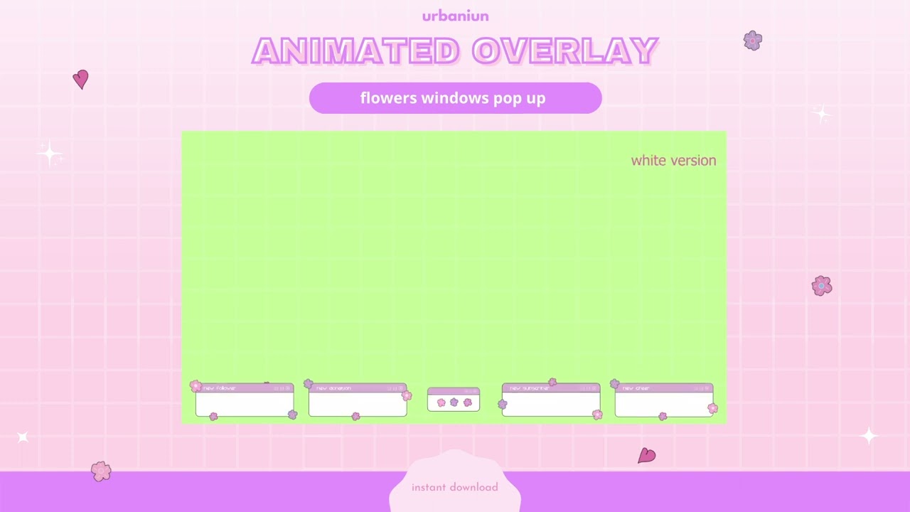 Animated Stream Label Bar - Windows pop up,  Cute Aesthetic, Stream Overlay, Setup, Floral Kawaii