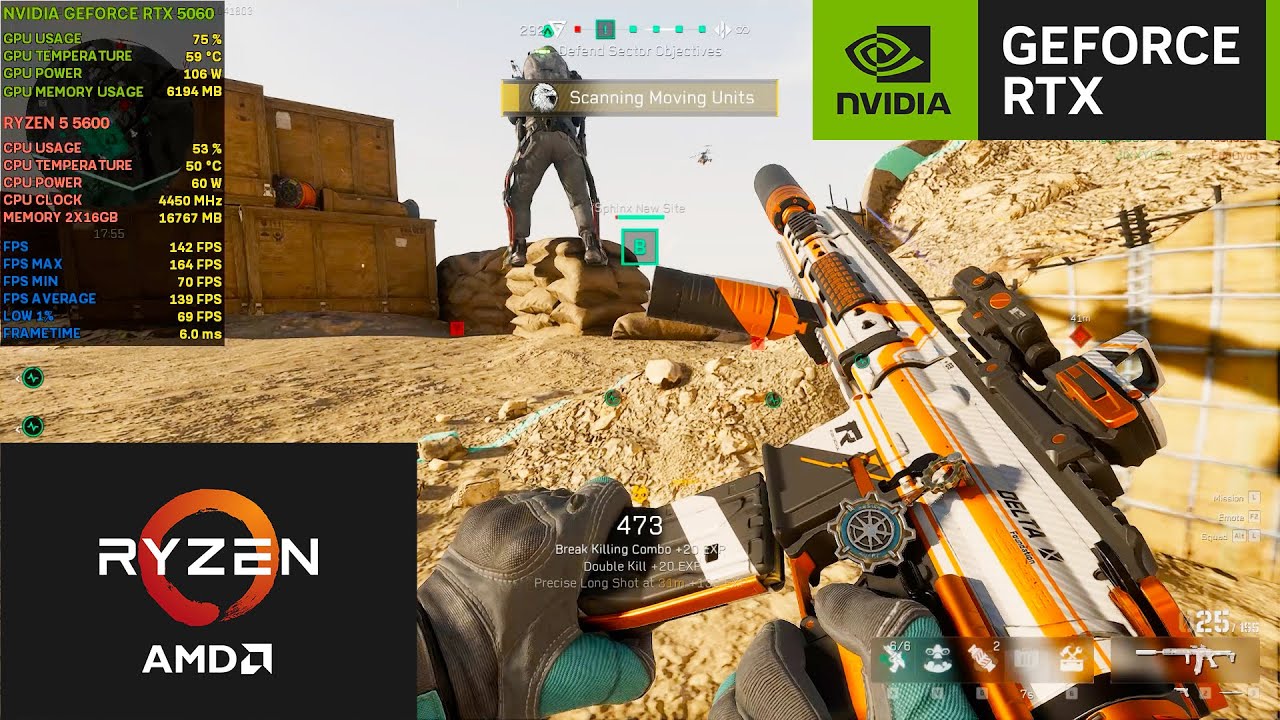 Delta Force | Ryzen 5 5600 | RTX 5060 8GB | 1080P | Full HD | Ultimate Settings + DLSS Quality
