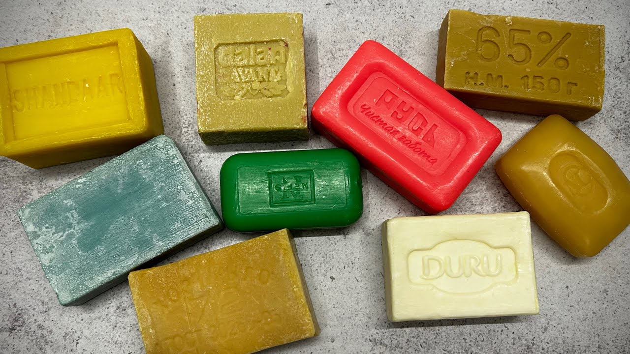 ASMR soap/ Dry soap cutting 🤎💛🩷🩵🤍🧡/ Резка сухого хозяйственного мыла