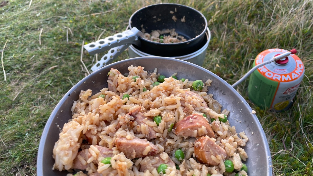 Smoked Sausage Egg Fried Rice  Recipe - Camp Cooking With a Trangia Stove