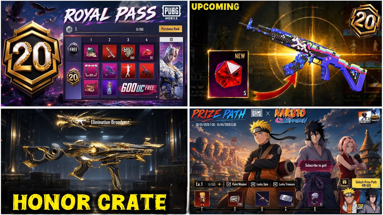 A20 Royal Pass Leaks 🛑 Reveal 4.5 Mythic Forge || 4.5 Prize Path Leaks  Honor Crate & New UMP45