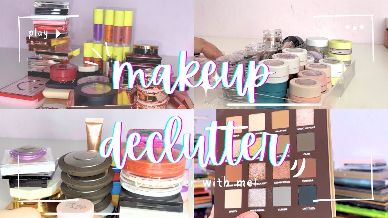 Makeup declutter!! Decluttering blushes, highlighters, eyeshadow palettes + singles, eyeliners,