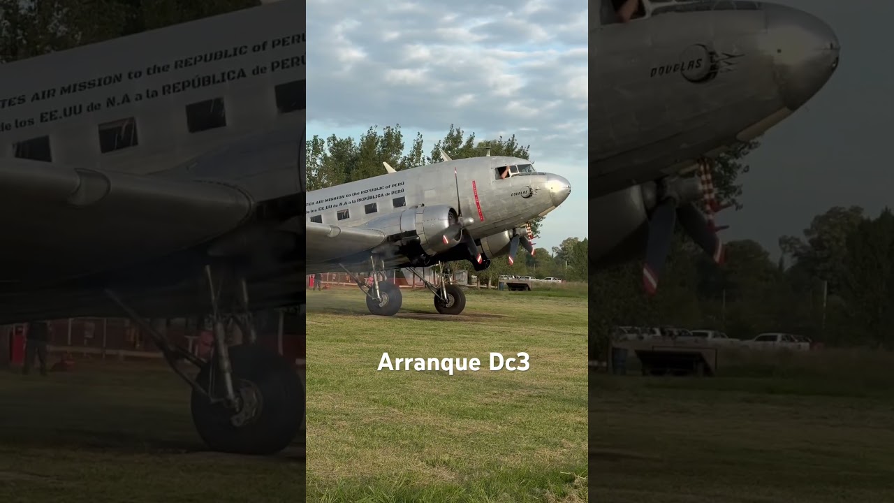 Arranque del Dc3 en restauraci&oacute;n en la convenci&oacute;n anual de vuelo de la EAA Argentina.#aviation #dc3