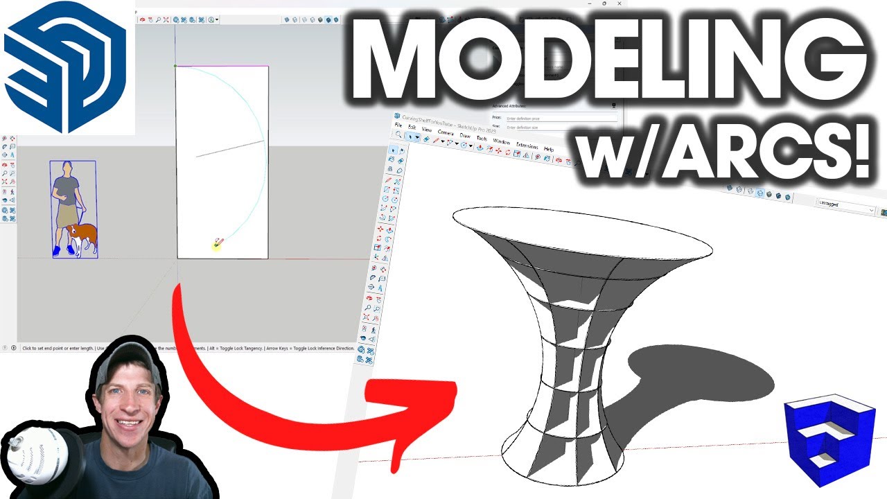 УМНЫЙ СПОСОБ моделирования с помощью дуг и окружностей в SketchUp!