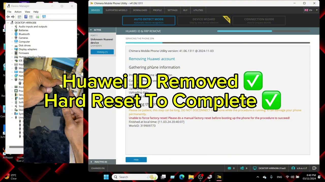 Huawei MatePad 10.4 [ BAH3-W09 ] Huawei ID Remove Chimera Tool Connect To TestPoint & 1 Click Remove