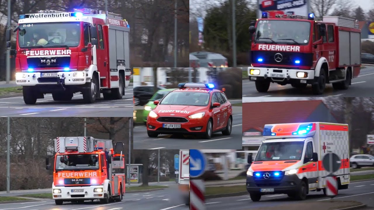 [Feuer/2] Einsatzfahrten Feuerwehr & Rettungsdienst Wolfenb&uuml;ttel zu einem Brandeinsatz