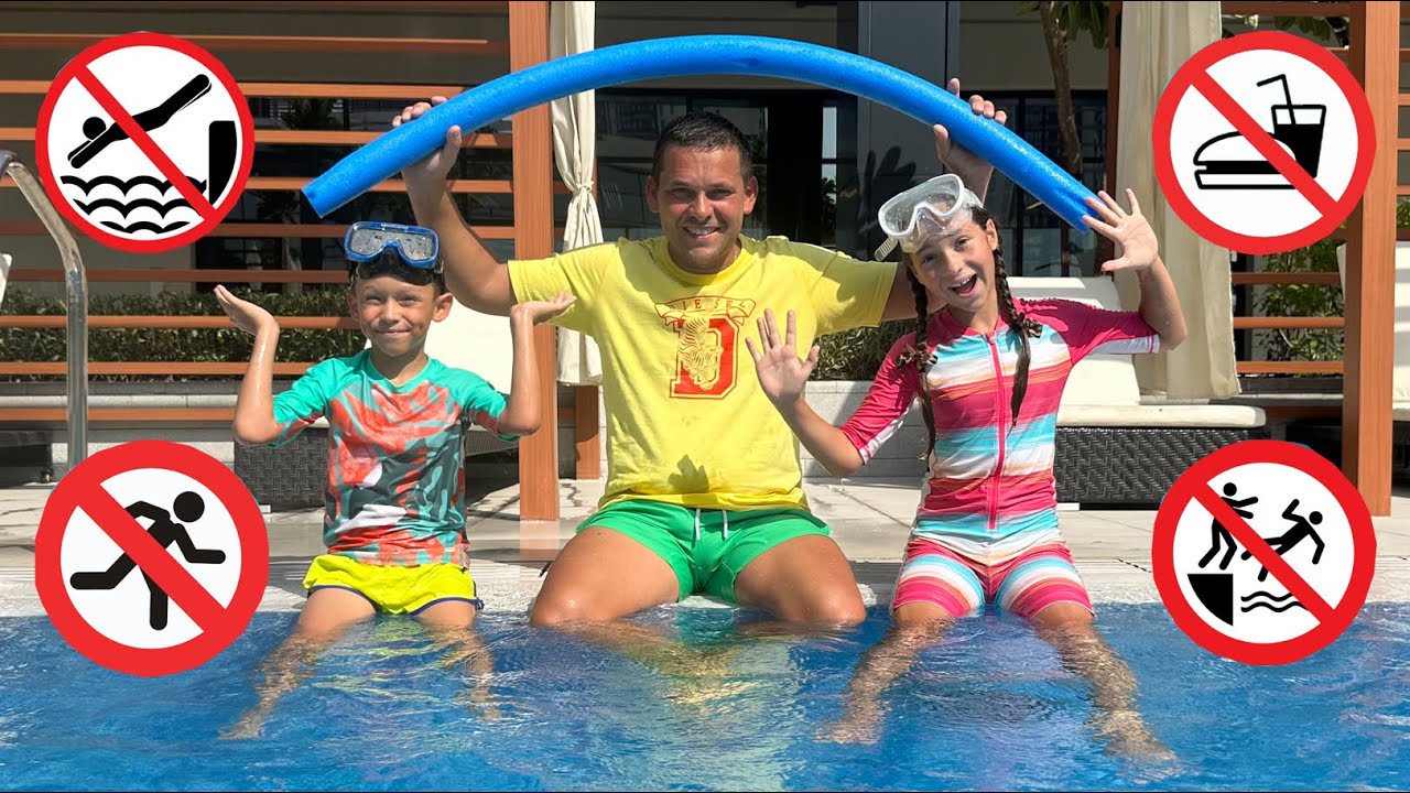 Dad Teaches Sofia and Max Rules in the Pool!