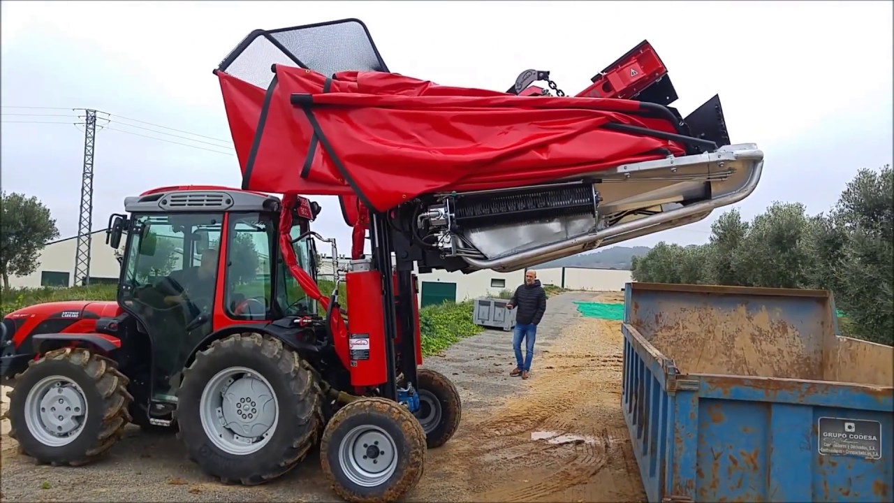 Agromelca - Demostración equipo recolector trasero VT00 en aceitunas 2018 - tractor Antonio Carraro