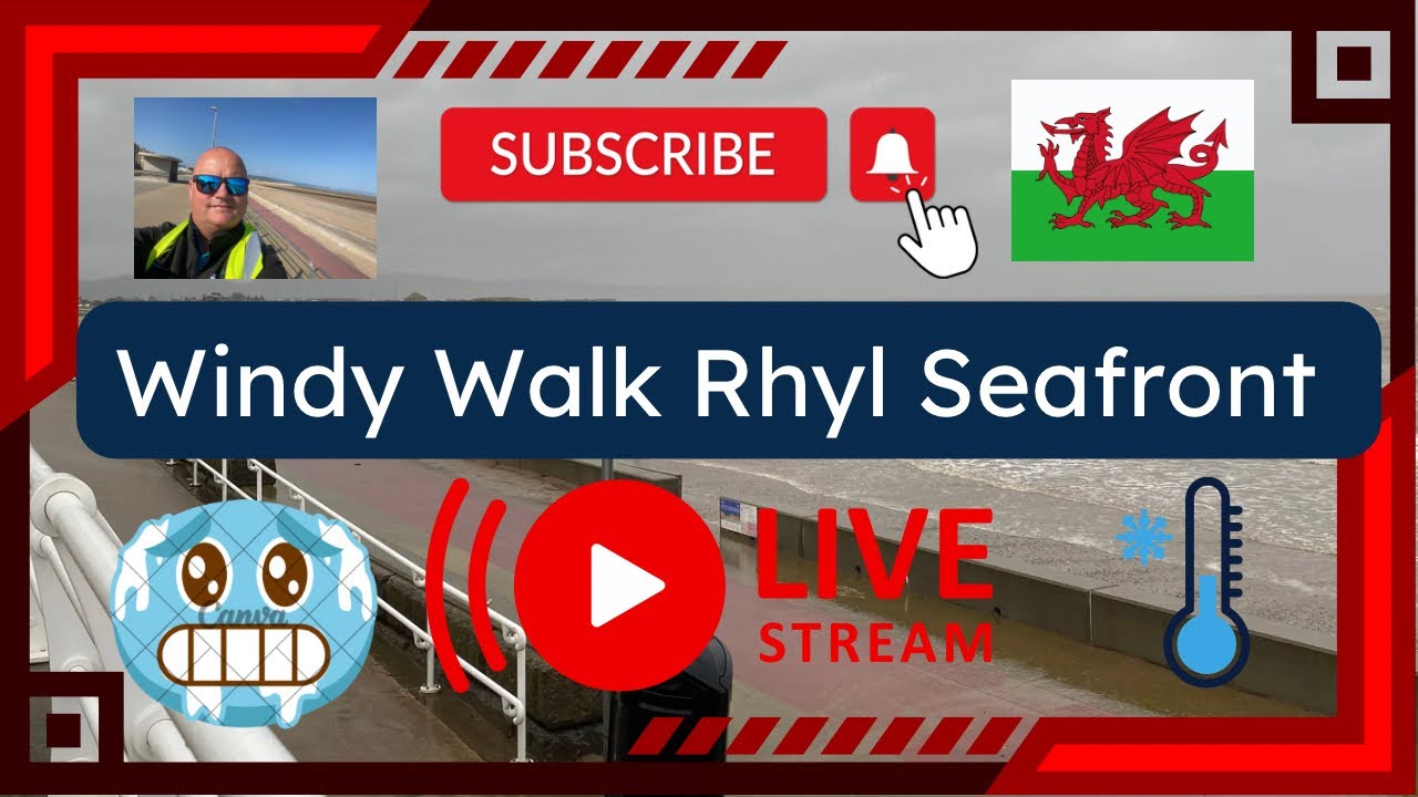SUNDAY LIVE RHYL PROMENADE #rhyl #wales #northwales #livestream #live #wind #windyweather #sea #cold
