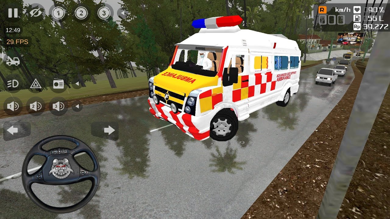 Force ambulance service in offroad map | bus simulator Indonesia gameplay |  Bussid ambulance mod 