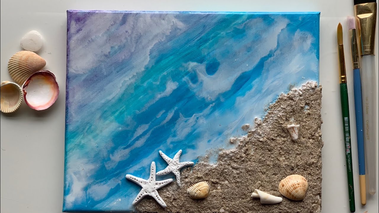 Epoxy Resin Art, Resin Seascape Painting, Real SAND & SHELLS, Step by Step Tutorial, Resin Ocean Art