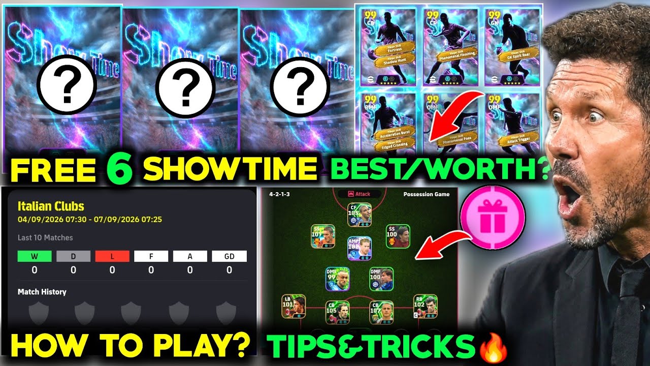 eFootball: 6 Guaranteed Free Showtime 🔥 Who is best? How to play? | New rules explanation | Best ...