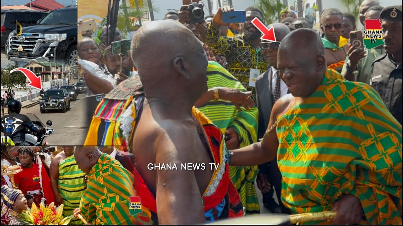 Watch the beautiful arrival Of Asantehene Otumfour Osei Tutu’s Historic visit to Ogua Cape Coast