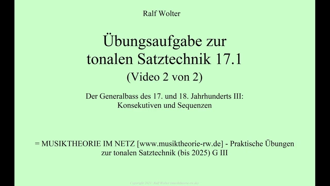 Übungsaufgabe zur tonalen Harmonik 17.1 (Video 2 von 2)