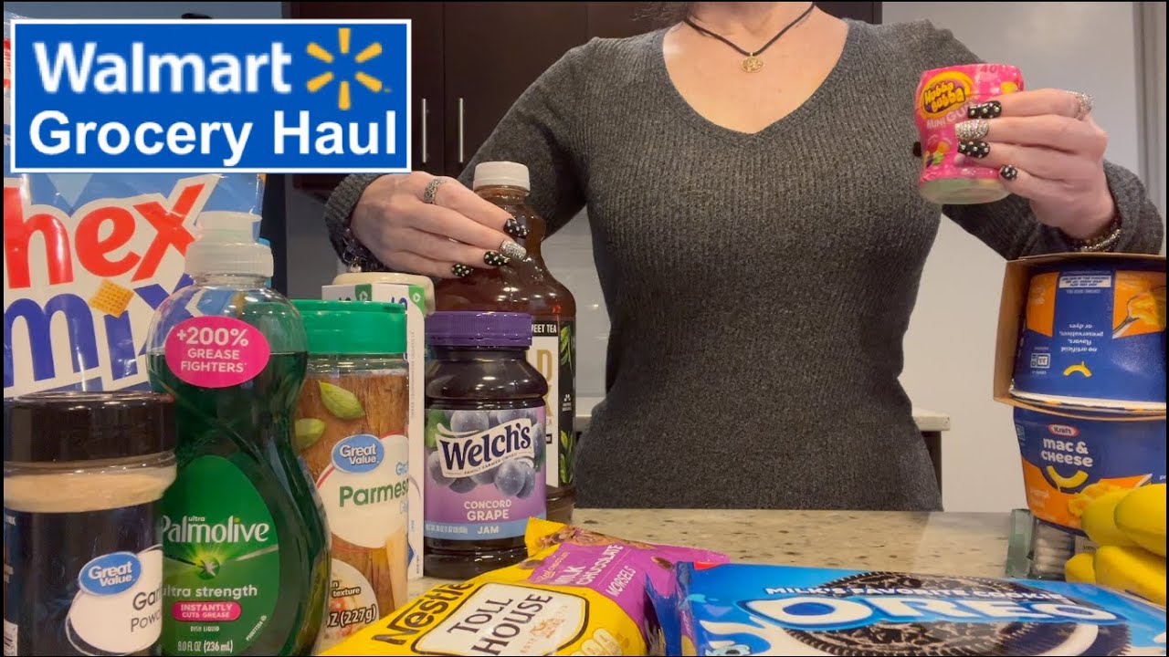 ASMR Gum Chewing Huge Walmart Grocery Haul For New Apartment | Whispered