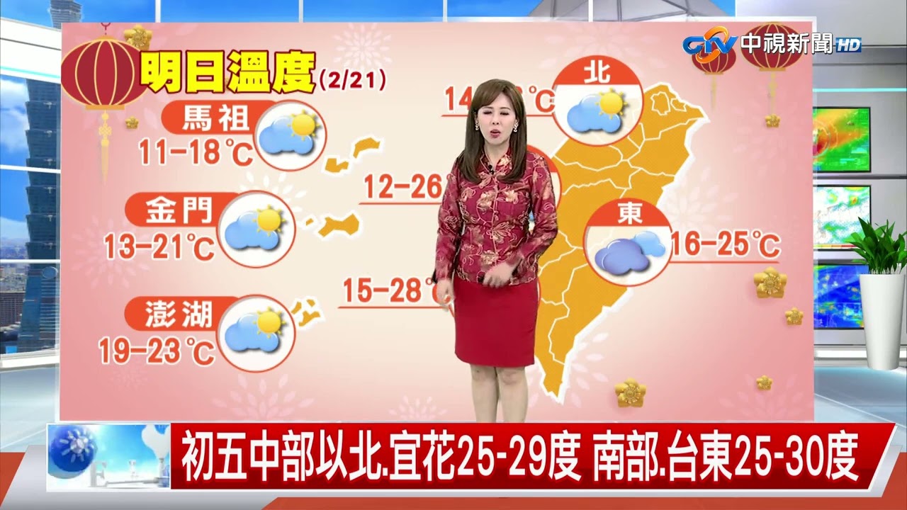 【采沂氣象報報】初四北東濕涼入夜天氣好轉 初五高溫飆30度│中視晚間氣象 20260220