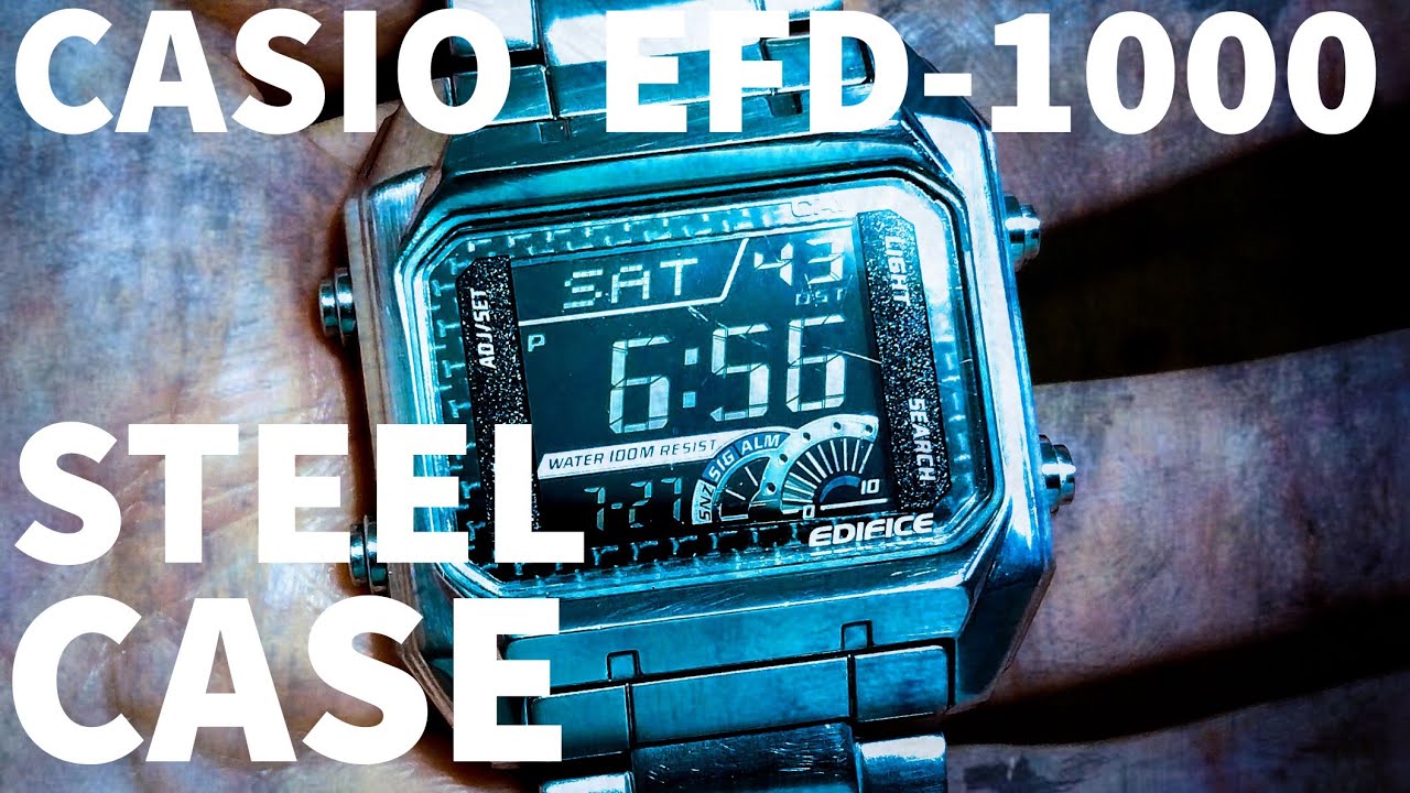 CASIO square case digital all stainless steel EFD-1000 Edifice.