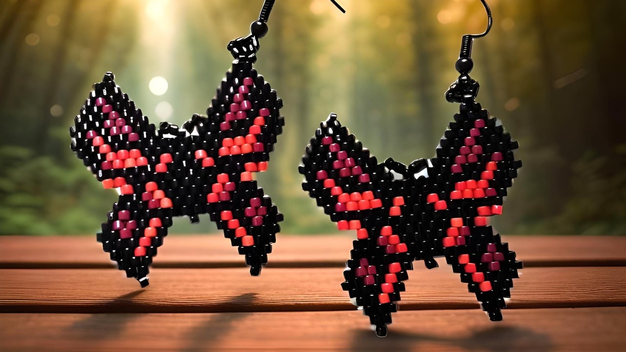 Handmade Brickstich Beaded Butterfly Earrings | Brick Stitch Tutorial for Beginners