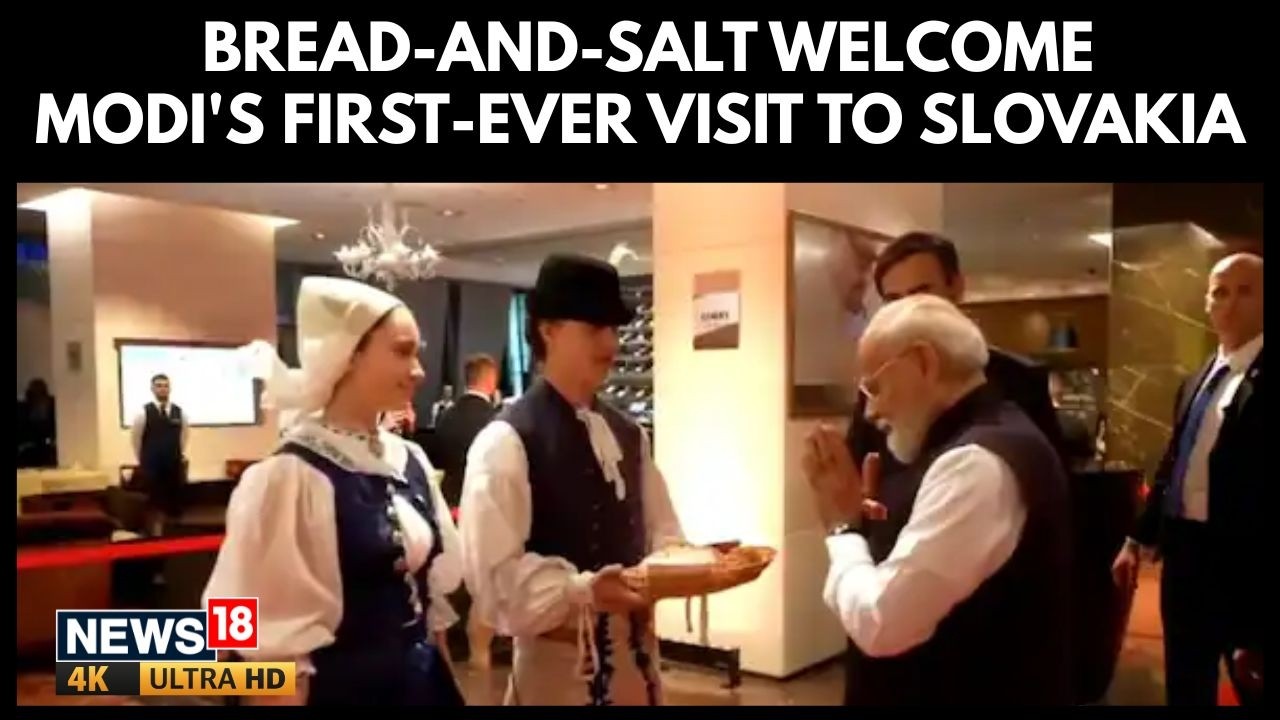 PM Modi Makes First-ever Visit To Slovakia, Receives Traditional Bread-and-Salt Welcome | N18G