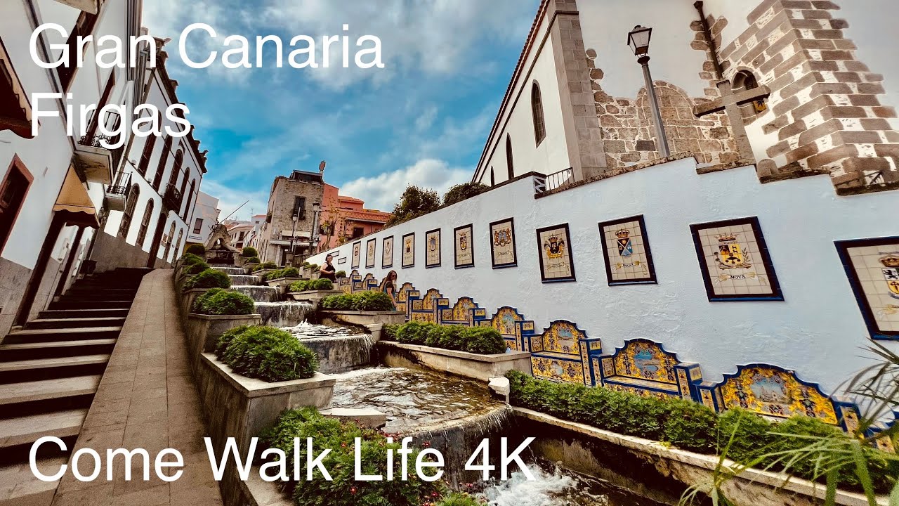 Firgas Gran Canaria - Walking Tour - 🇮🇨 4K 🎧