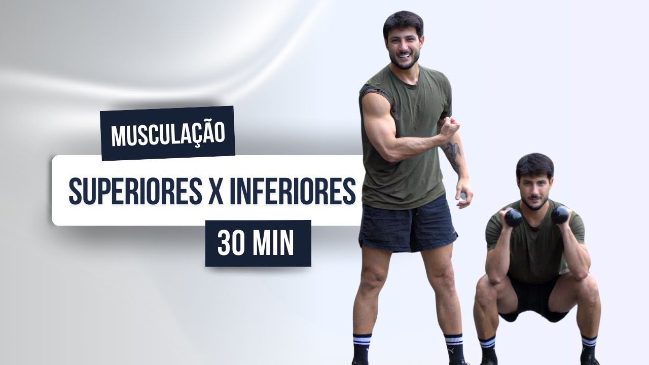 30 MIN treino de musculação com halteres em casa | superiores e inferiores para moldar o corpo