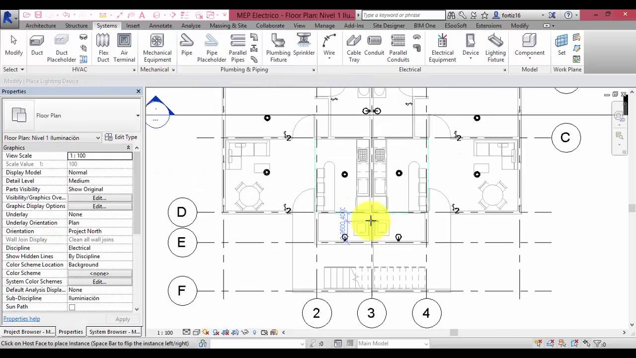 Revit MEP | 2 - Colocación luminarias e interuptores