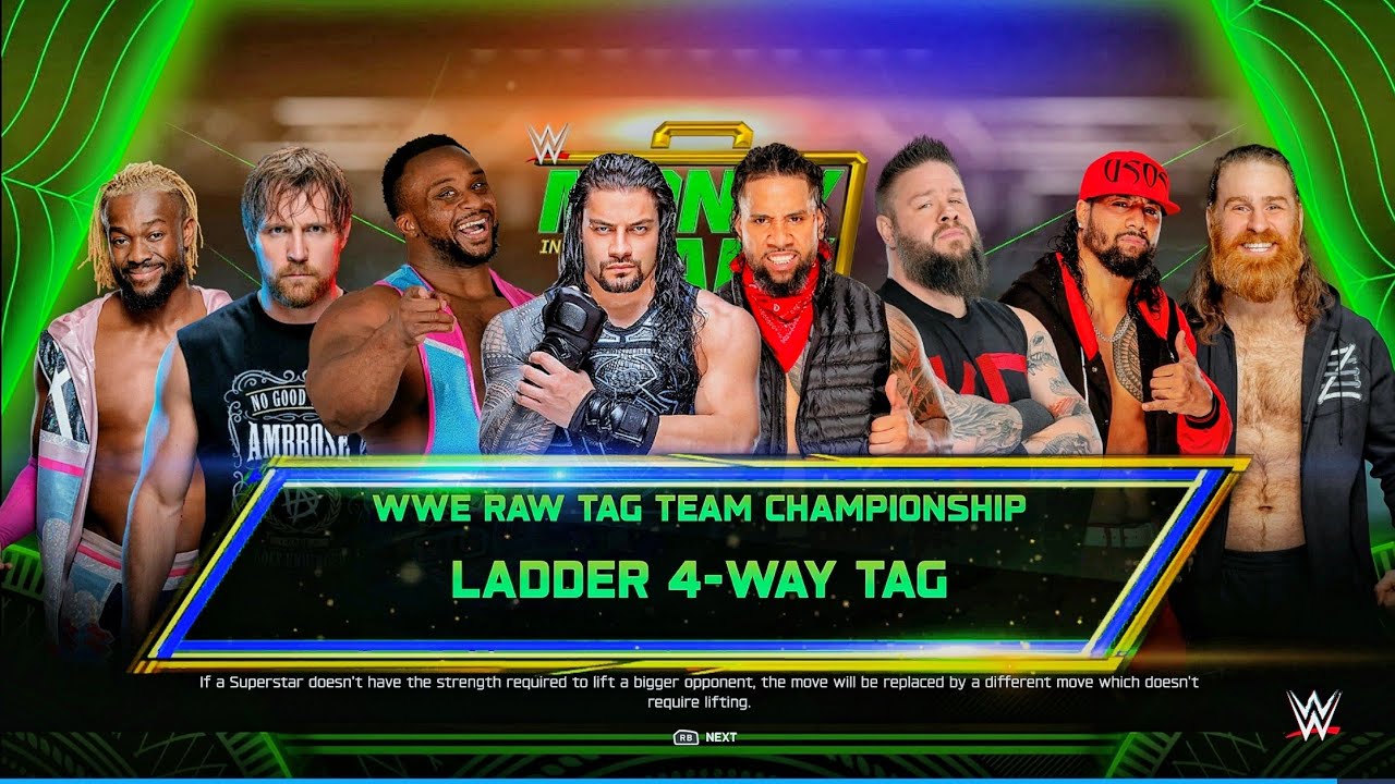 The Usos Vs Reigns & Ambrose Vs The New Day Vs Kevin & Sami - Undisputed Tag Tittles Ladder Match 