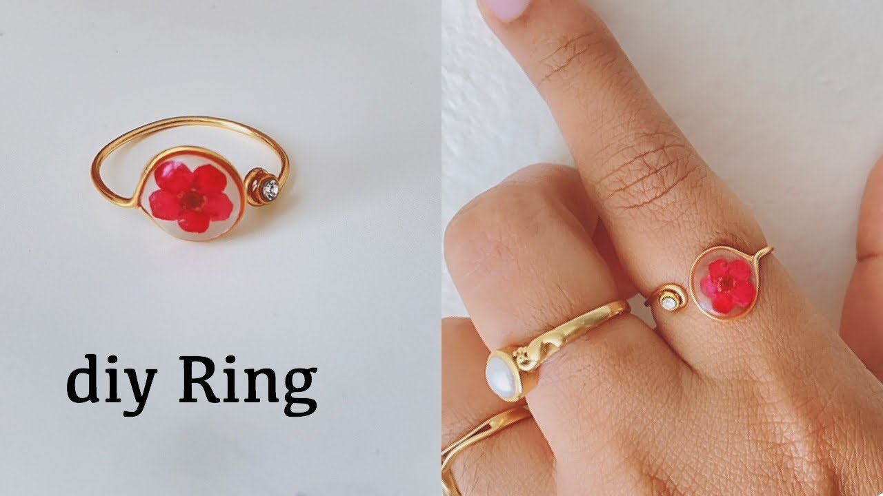 How to make finger rings/Making adjustable wire and resin rings/simple and cute uv resin ring making