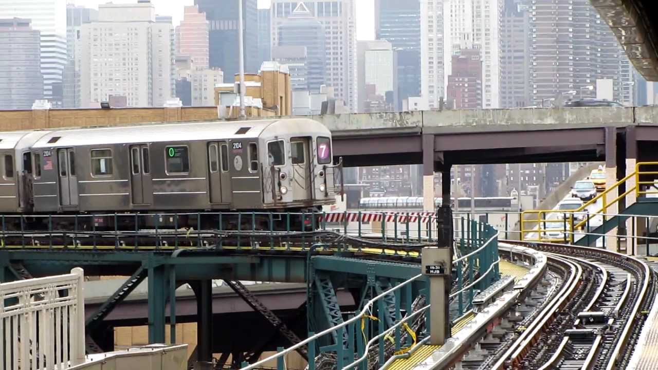 Number 7 Train Coming in (Manhattan Background)