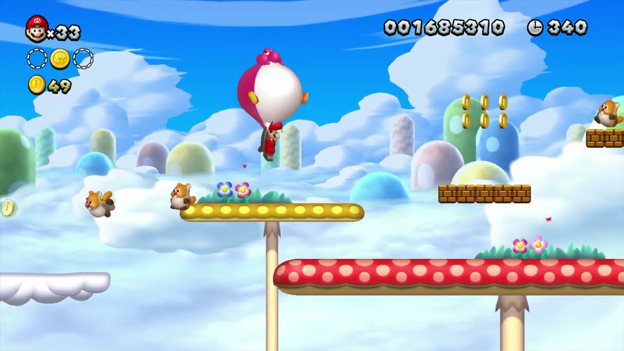 New Super Mario Bros. U - Meringue Clouds 1 - Land of Flying Blocks (1080p HD) [No Commentary]
