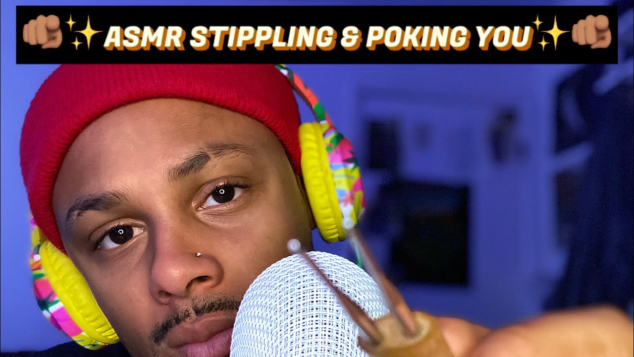 🤩✨🎙️ASMR STIPPLING & POKING YOU WITH BRUSH SOUNDS 🤩✨🎙️