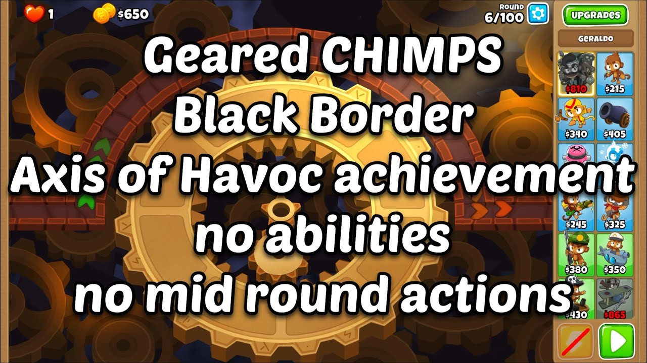 BDT6 - Geared CHIMPS Black Border - no abilities - no mid round actions