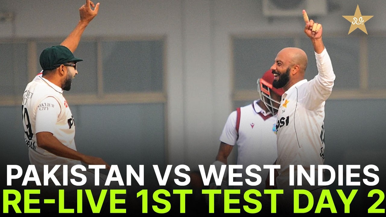 🔴 - 𝐑𝐄𝐋𝐈𝐕𝐄 | Pakistan vs West Indies | 1st Test | Day 02 | Test Series 2025 | PCB | MR1K