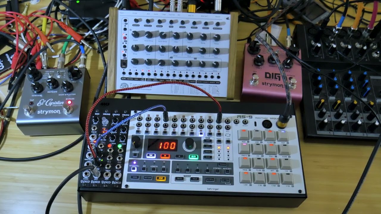 Behringer RS-9 Rhythm Sequencer Controlling the MFB Tanzmaus via MIDI