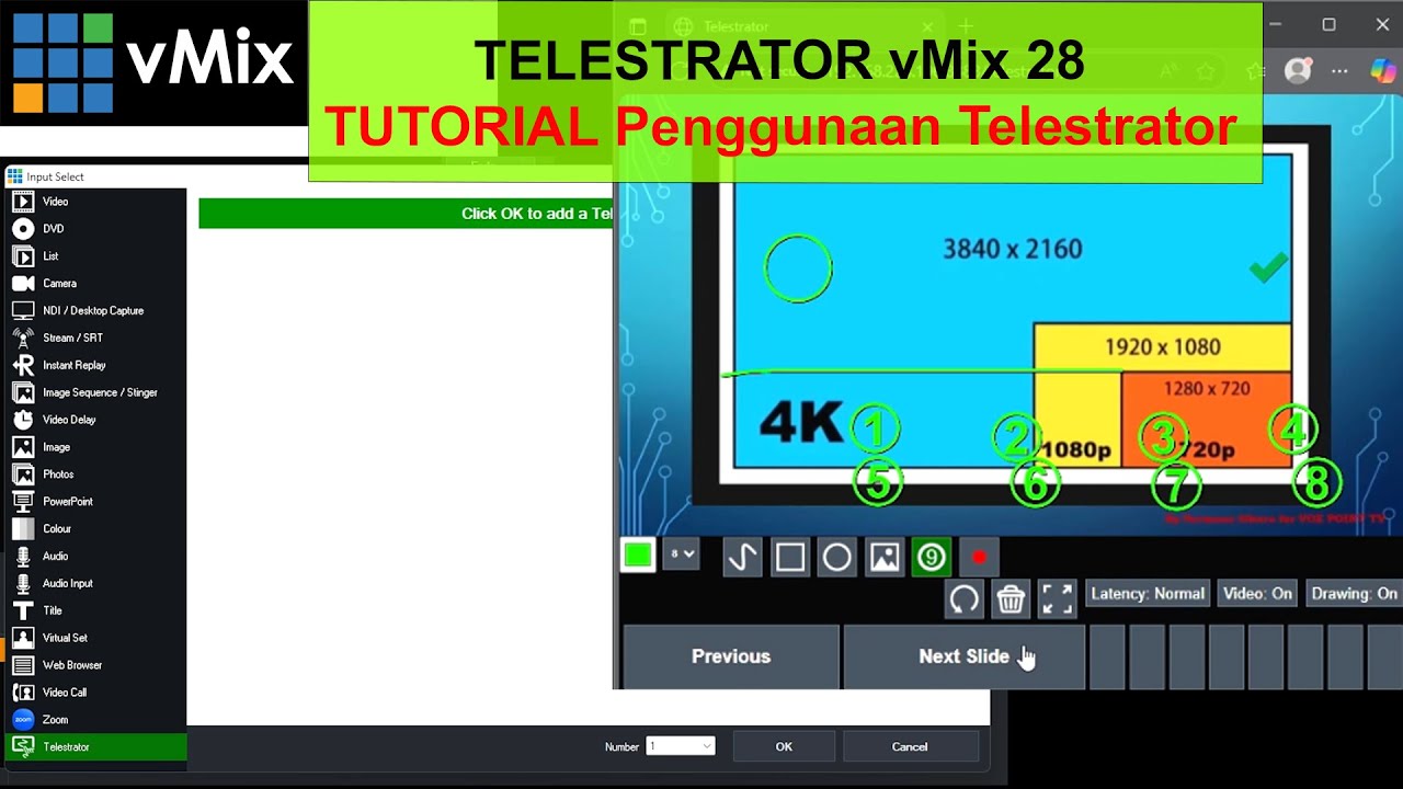 tutorial penggunaan telestrator vmix, fitur baru pada vmix 28