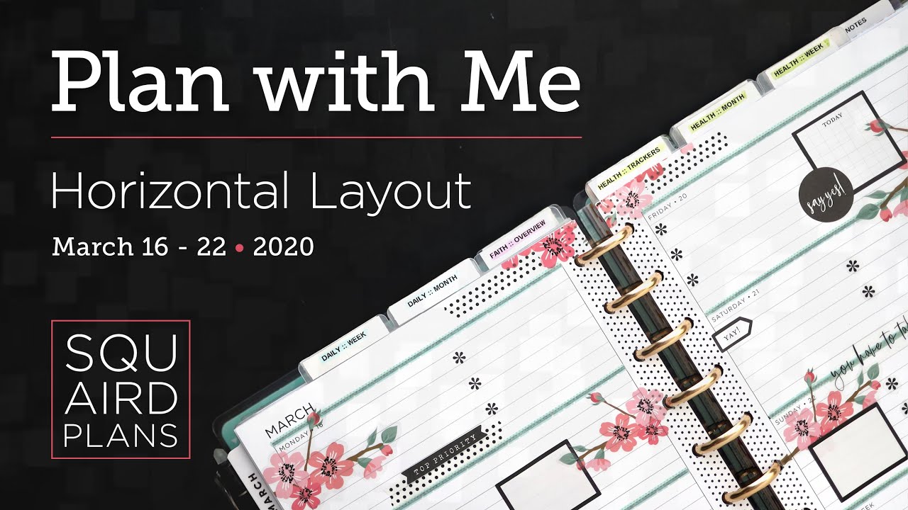 Plan with Me :: Cherry Blossoms :: Squaird Plans Horizontal Layout :: Classic Happy Planner :: 2020