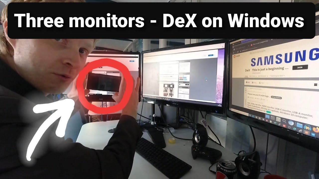 Samsung DeX On Windows. Three monitor setup. More Power !